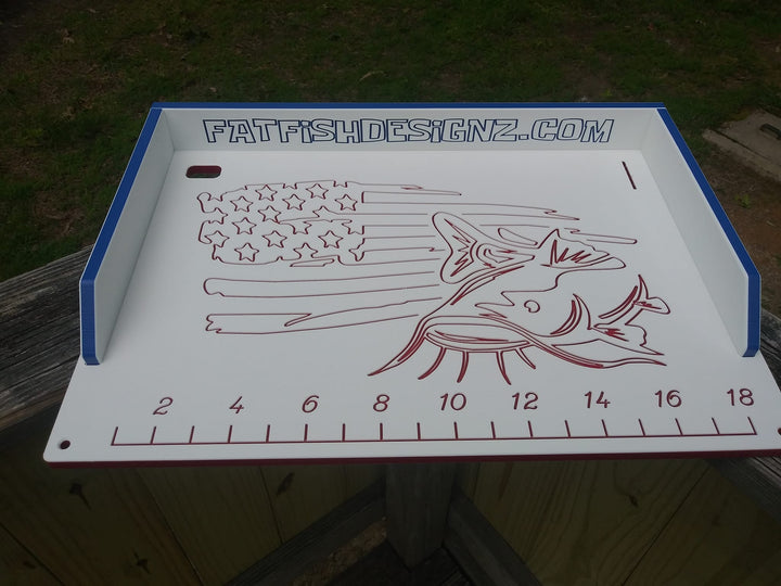 14x20-cutting board/ bait board - freedom fish design, red white blue theme from fat fish designz