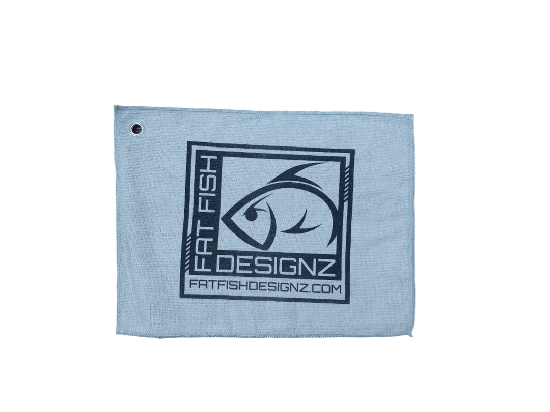 gray bait towel hand towel -fish rag fat fish designz