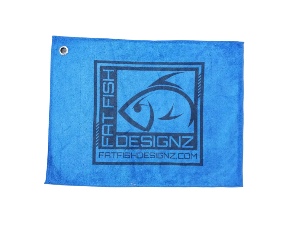 blue bait towel/ hand towel fat fish designz