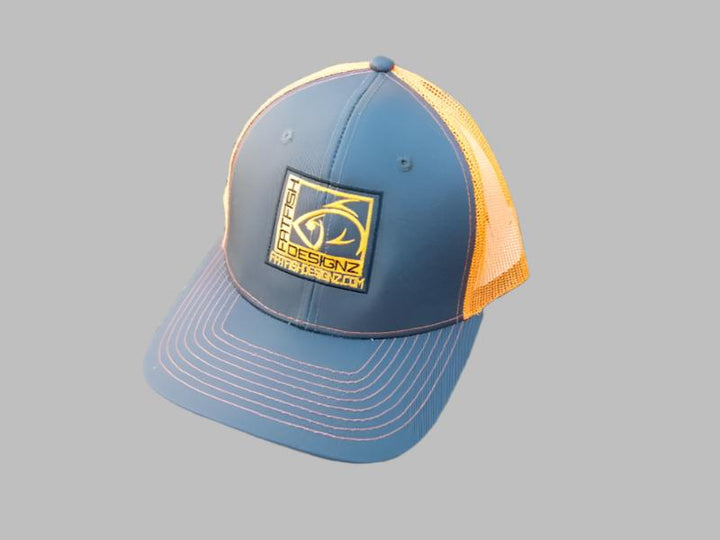 fat fish designz hat- orange and gray logo-snapback