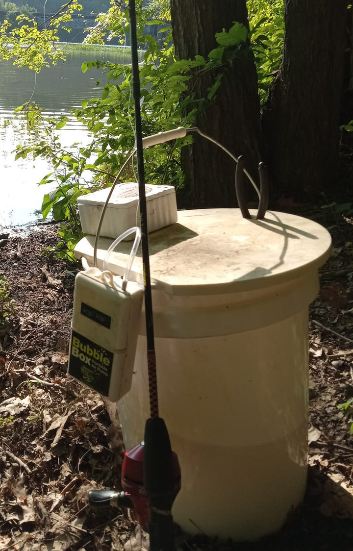 lidia bucketz-seat, cutting board,  and lid all in one unit, fat fish designz, in use