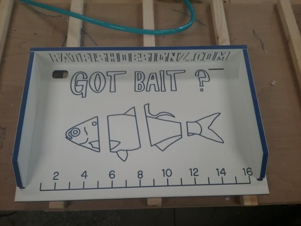 12x18 got bait w ruler white-blue-white, fat fish designz