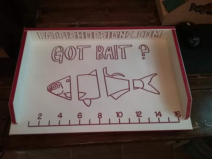 12x18 got bait w ruler white-red-white, fat fish designz