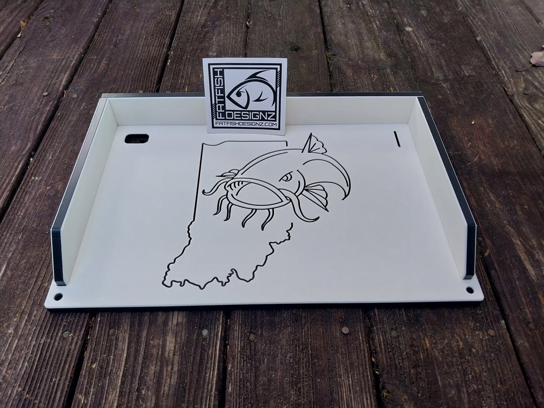 Boat Cutting board / Bait cutting board (your state outline w catfish head)