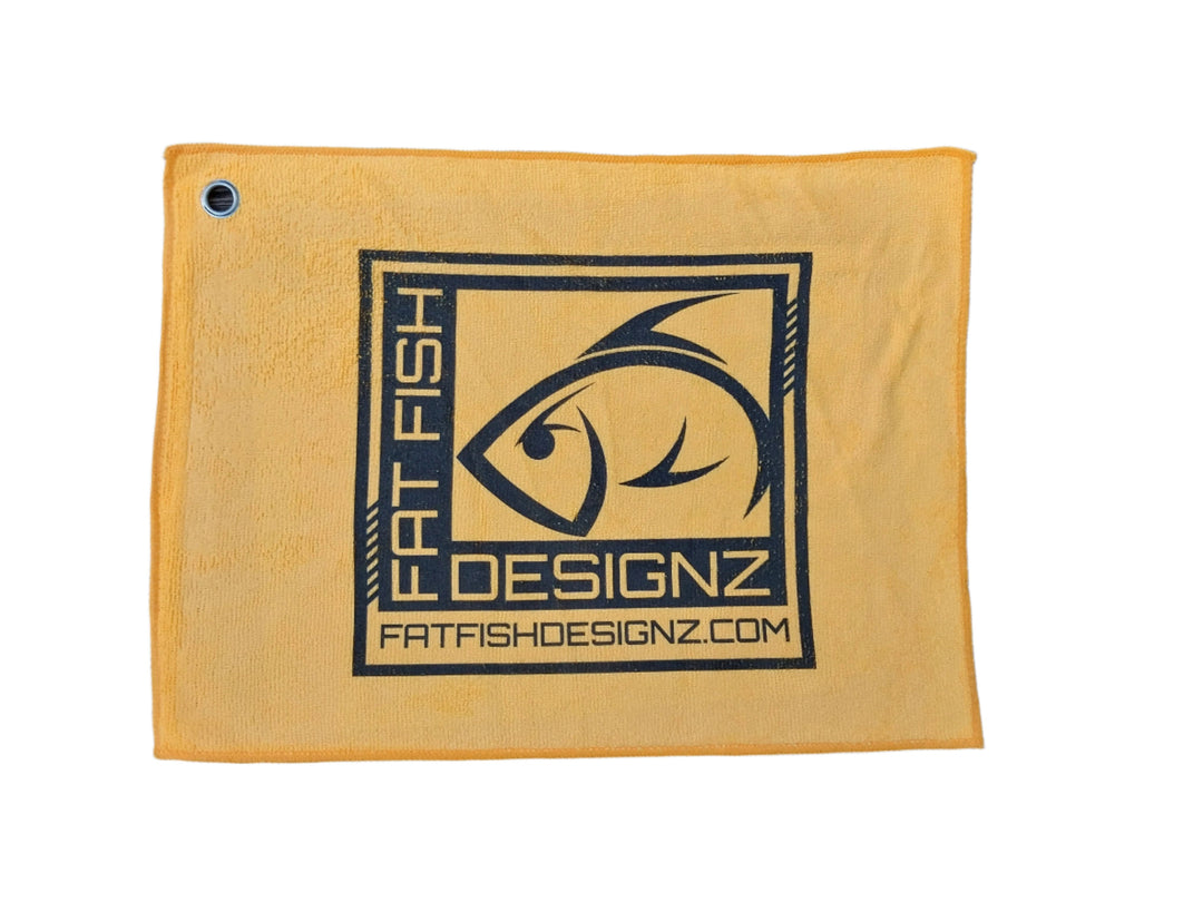 orange bait towel hand towel -fish rag fat fish designz