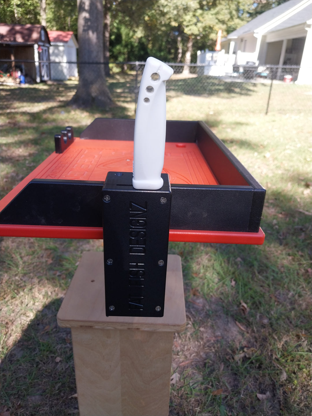 Knife holder-attaches to any Fat Fish boat cutting board