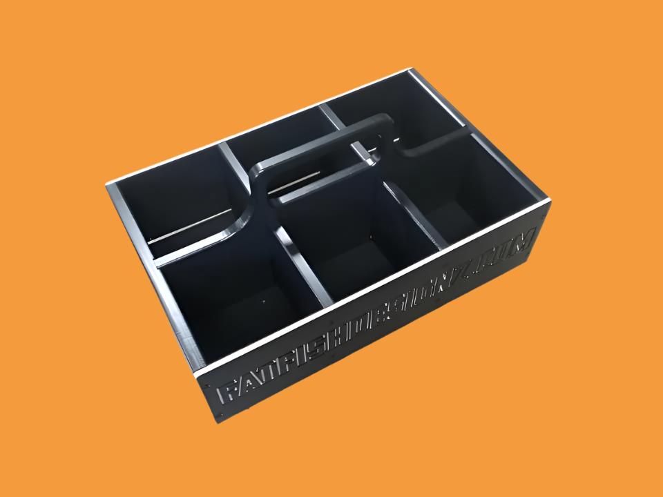 cargo box for fishing Sinker Storage Box 6 compartment / Black w White engraving
