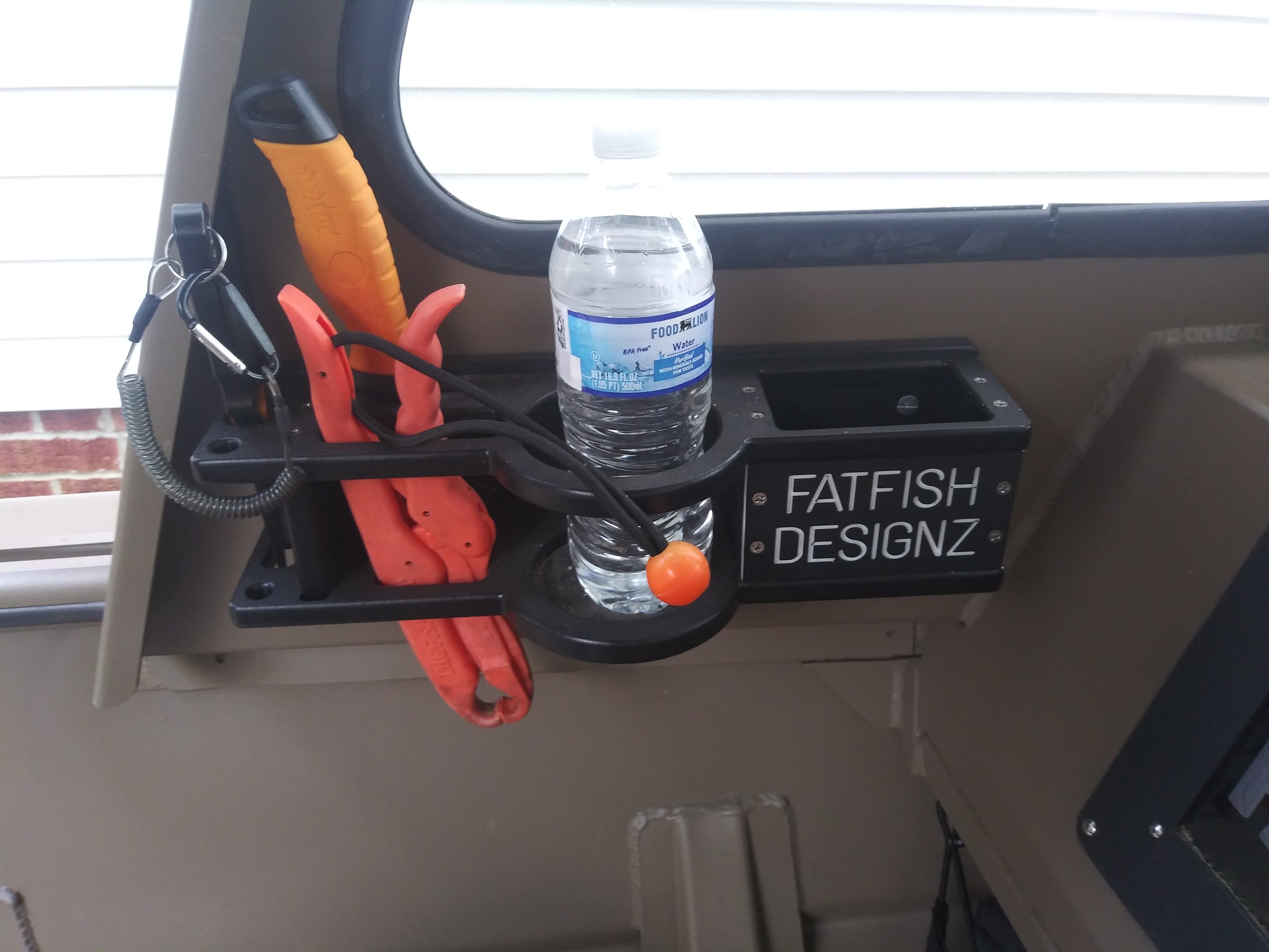 all in one tool holder larger cup holder -fish grip holder- knife holder- pliers holder-with tools, fat fish designz