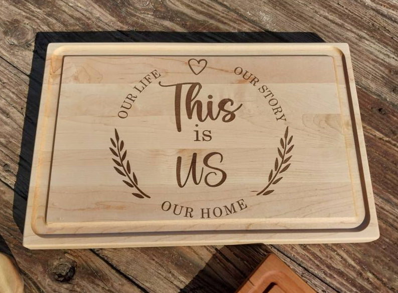 wood cutting board maple w custom laser engraving