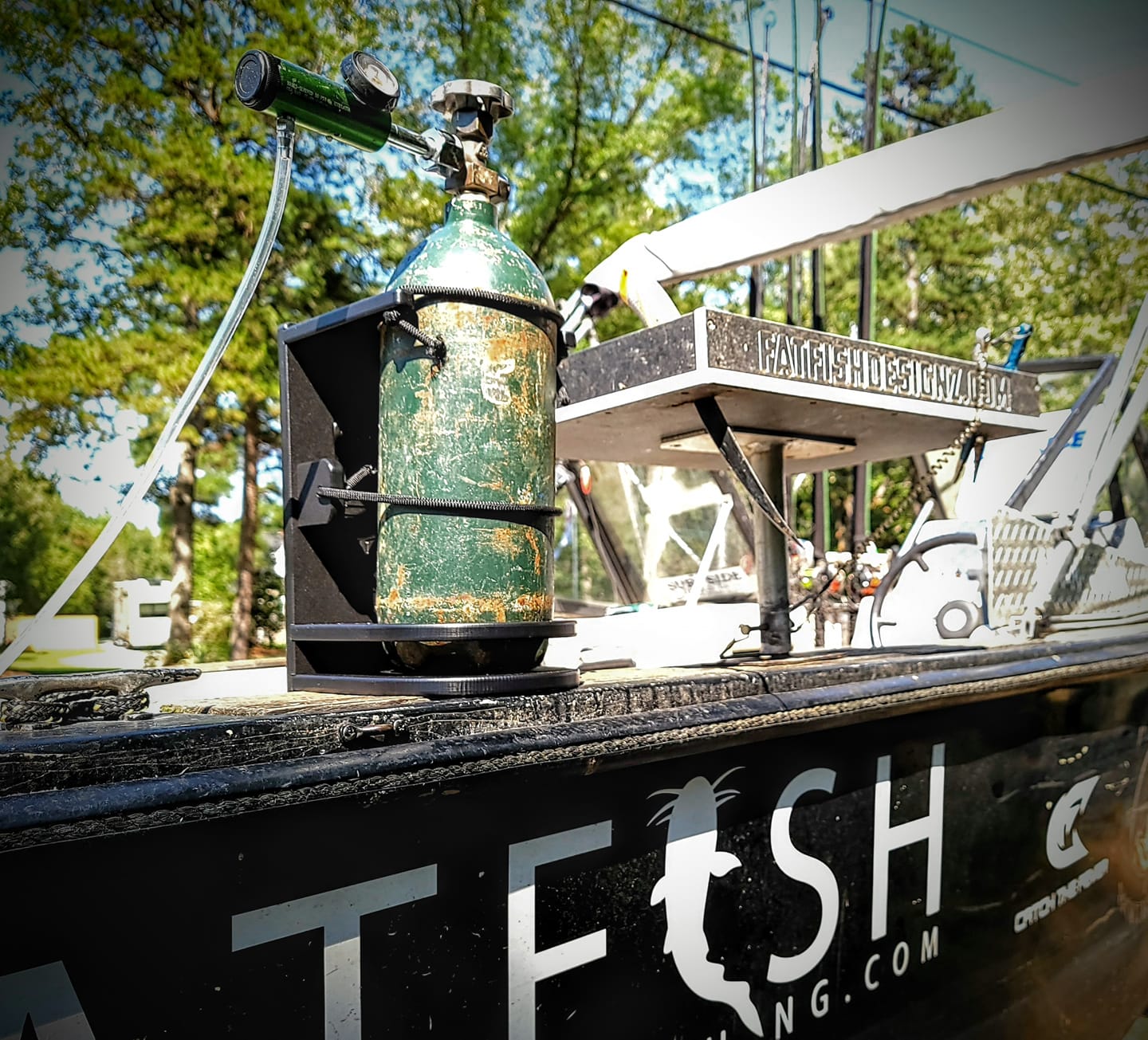 oxygen bottle holder for boat - black - fat fish designz
