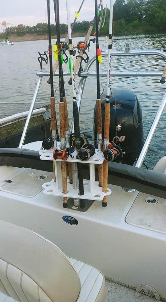V10 Seat post fishing rod rack (holds 10 catfish style rods)